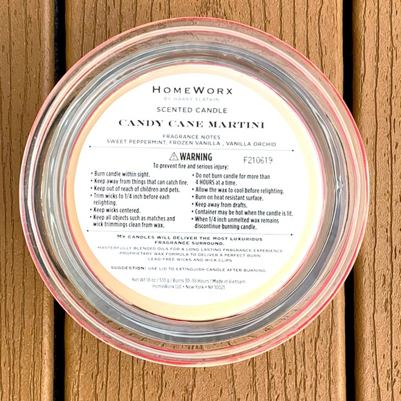 🆕HARRY SLATKIN HOMEWORX “CANDY CANE MARTINI” 4-WICK 18oz CANDLE NWT! - Picture 4 of 5